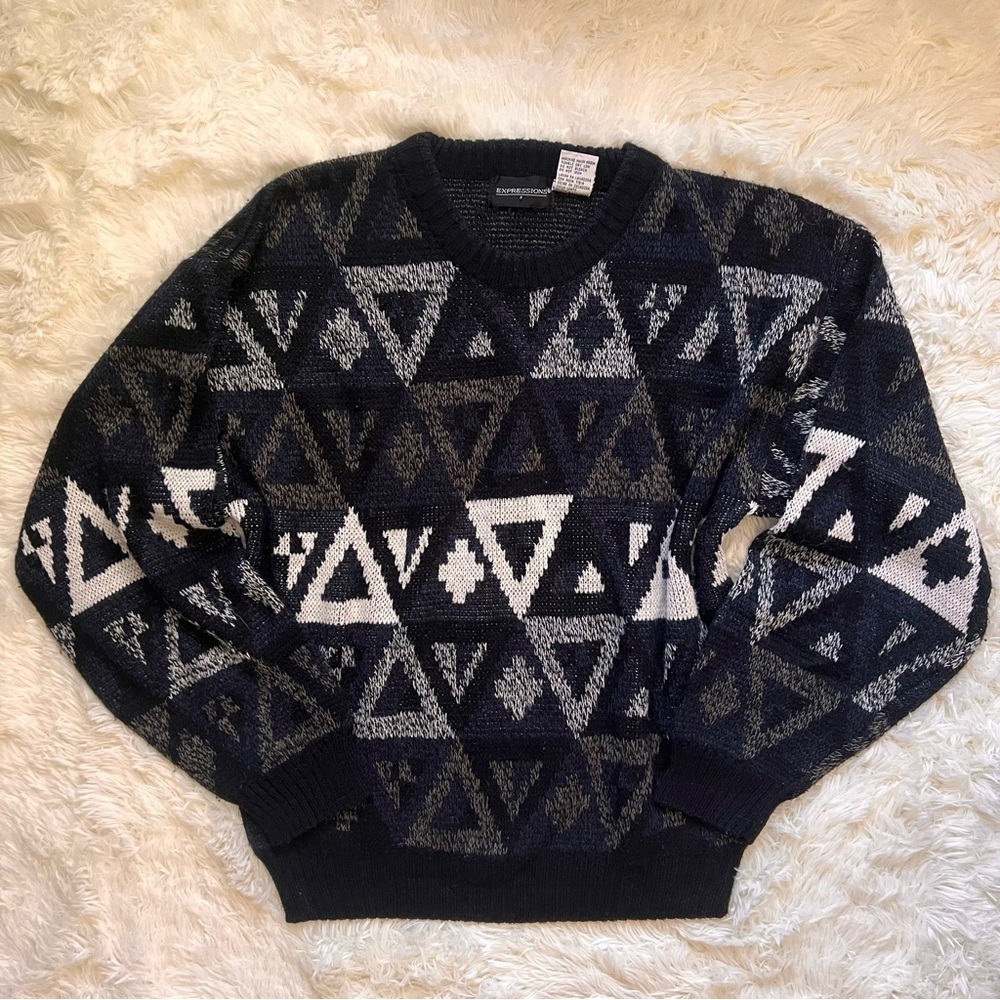 Vintage Black and Navy Crewneck Sweater
